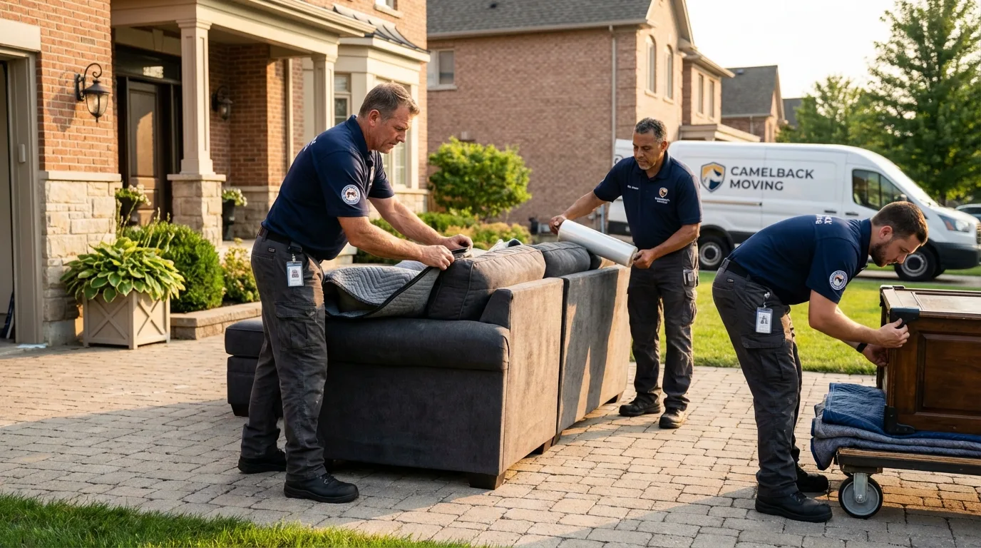 Large estate moving crew wrapping furniture in Williamsport, IN